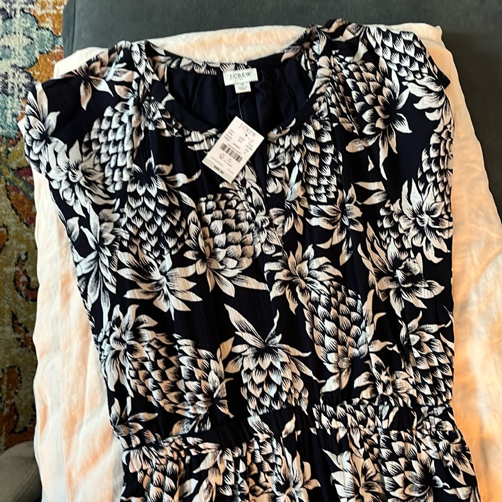 NWT jcrew cap sleeve dress. Blue and white with maxi skirt.